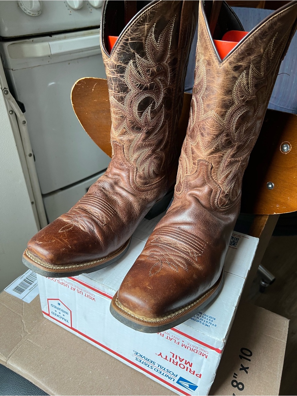 Laredo Brown Embroidered Leather Western Boots 11.5M